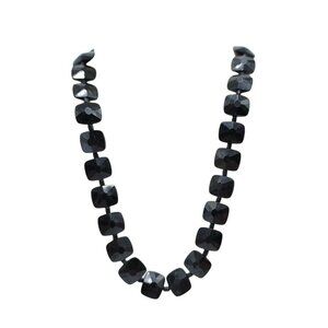 GERMANY Black Acrylic Faceted Bead Beaded Choker
